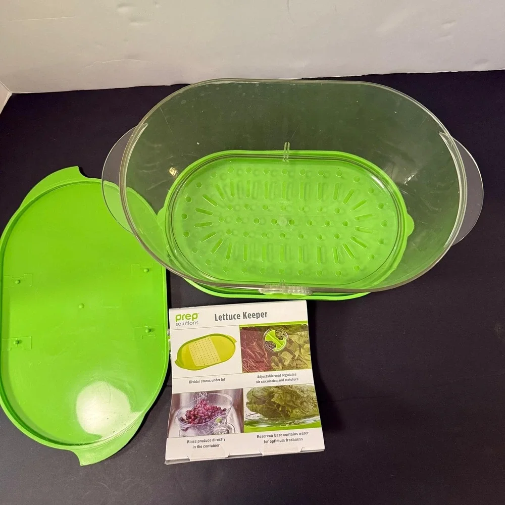 Progressive Prepworks Lettuce Keeper Food Storage , 4.7 Qt, Green Lid